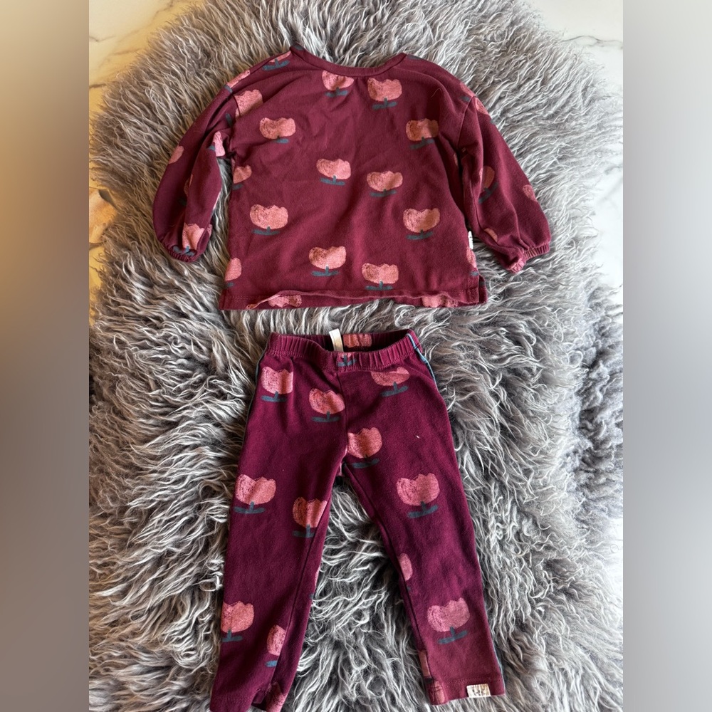 Maroon Floral Baby Lounge Set